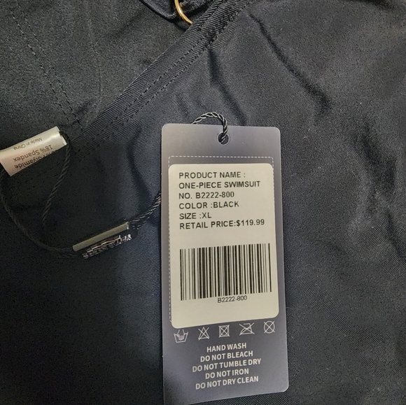 NWT Ocean Blues Black One Piece Swimsuit With Adjustable Straps XL - Picture 5 of 6